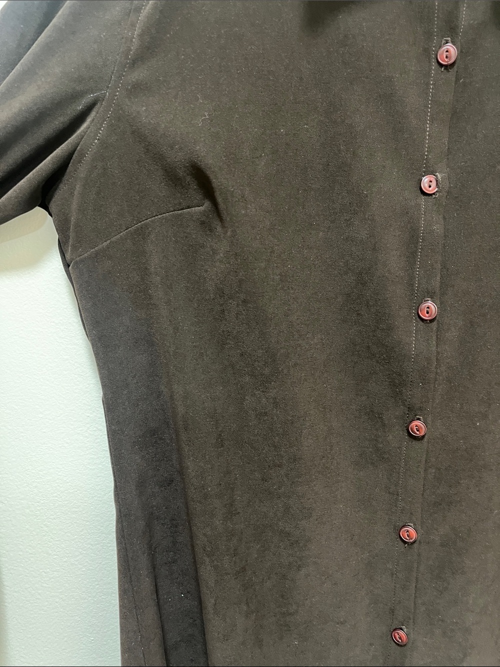Vtg Geoffrey Beene Flannel Shirt Women 10 Brown Long Sleeve Button Up Minimalist - Picture 5 of 11